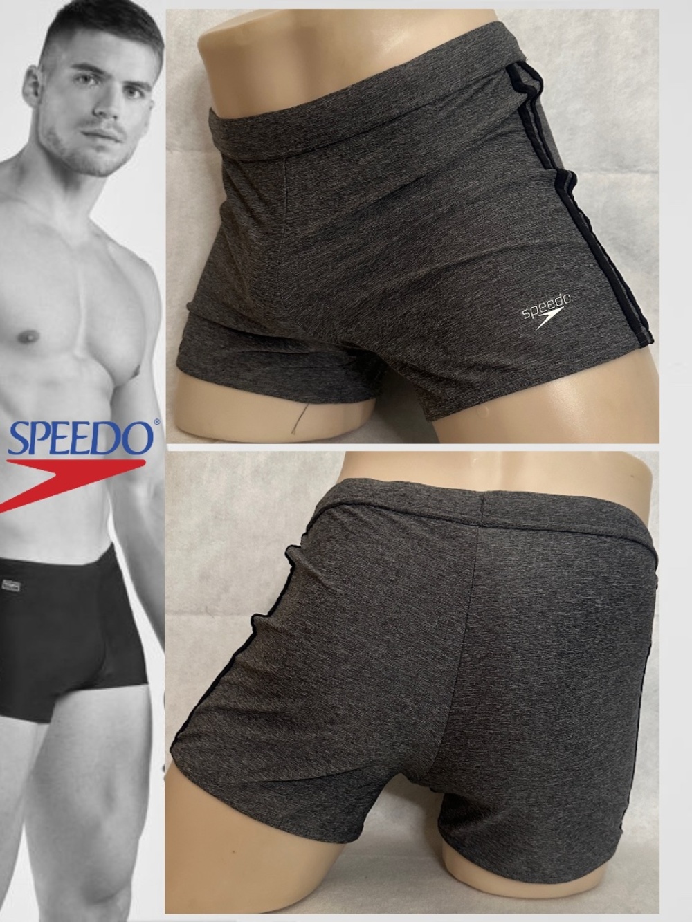 Speedo Square Cut Swimsuit Large 34-40" waist Gently worn 80% polyester